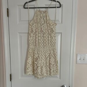 Cream Lace Halter Romper